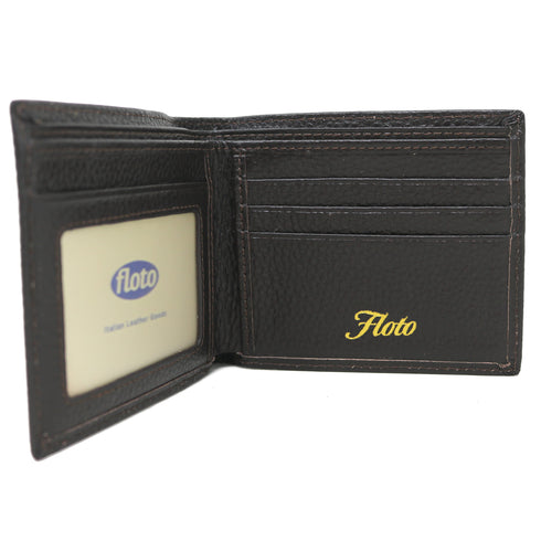 Floto Milano RFD Leather Wallet in Pebble finish leather - color Dark Brown 4
